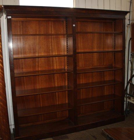 Walnut open fronted library bookcase